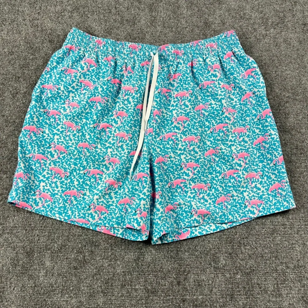 Chubbies Swim Trunks Mens 2XL Blue‎ Pink Flamingo 5.5